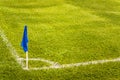 Blue Corner Flag on a Football Field with Green Turf Grass Royalty Free Stock Photo