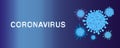 Blue corona virus infection vector banner with navy background