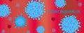 Blue corona virus infection vector banner with red background