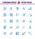 Covid-19 icon set for infographic 25 Blue pack such as health, fitness, wear, drugs, people