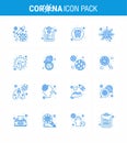 16 Blue viral Virus corona icon pack such as life, coronavirus, list, virus, medical