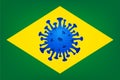 Blue coronavirus into brazilian flag