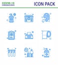 9 Blue Coronavirus Covid19 Icon pack such as box, hospital chart, vomit, health, people