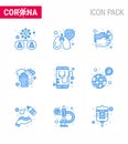 9 Blue Coronavirus Covid19 Icon pack such as health, medical, hand wash, hands, water