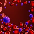 Blue Coronavirus COVID-19 2019-nCov with red blood cells Royalty Free Stock Photo