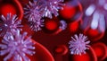 Blue Coronavirus COVID-19 2019-nCov with red blood cells Royalty Free Stock Photo