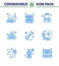 9 Blue Coronavirus disease and prevention vector icon gym, virus, securitybox, warning, error