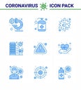9 Blue Coronavirus disease and prevention vector icon safety, disease, wash, city, infection