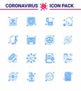 16 Blue Coronavirus disease and prevention vector icon sneeze virus, illness, paper, healthcare, cough