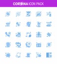 Coronavirus Prevention Set Icons. 25 Blue icon such as transfer, human, bat, engagement, disease