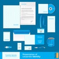 Blue corporate identity template with seamless elements.