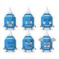 Blue correction pen cartoon character with various angry expressions