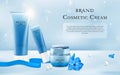Moisture Blue Cosmetic Set Ads on Water Background Royalty Free Stock Photo