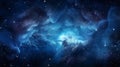 Blue Cosmic Cloud: A Fantastical Nebula In Dark Cyan Royalty Free Stock Photo