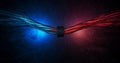 Blue cosmos astronomy current science red electricity wires space galaxy Royalty Free Stock Photo