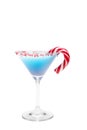 Blue cotton candy cocktail on white background. A holiday drink for celebrating Royalty Free Stock Photo