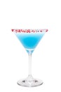 Blue cotton candy cocktail on white background. A holiday drink for celebrating Royalty Free Stock Photo