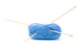 Blue cotton knitting yarn ball