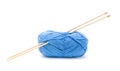 Blue cotton knitting yarn ball