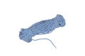 Blue cotton rope bundle roll on isolated white background