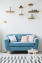 Blue cozy living room interior Royalty Free Stock Photo