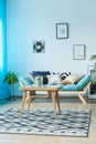 Blue, cozy living room Royalty Free Stock Photo