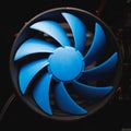 Blue cpu cooler inside PC case Royalty Free Stock Photo