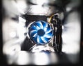 Blue cpu cooler inside PC case Royalty Free Stock Photo