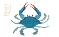 Blue crab, cartoon illustration