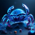 Blue crab on a dark background. 3d rendering, 3d illustration. Generative AI Royalty Free Stock Photo