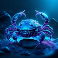 Blue crab on a dark background. 3d rendering, 3d illustration. Generative AI Royalty Free Stock Photo