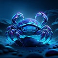 Blue crab on a dark background. 3d rendering, 3d illustration. Generative AI Royalty Free Stock Photo