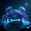 Blue crab on dark background. 3d rendering, 3d illustration. generative AI Royalty Free Stock Photo