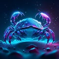 Blue crab on a dark background. 3d rendering, 3d illustration. Generative AI Royalty Free Stock Photo