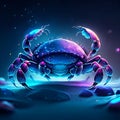 Blue crab on dark blue background. 3d rendering, 3d illustration. Generative AI Royalty Free Stock Photo