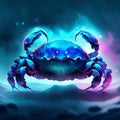 Blue crab on a dark blue background. 3d rendering, 3d illustration. Generative AI Royalty Free Stock Photo