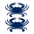 Blue crab drawing. This logo, icon may be used for a fishing business, restaurant seafood suppliers and so on.