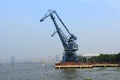 Blue crane at shanghai huangpu river port Royalty Free Stock Photo