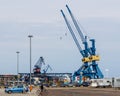 Blue cranes in Rostock harbor