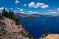 Blue Crater Lake and Wizard Island Royalty Free Stock Photo