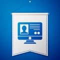 Blue Create account screen icon isolated on blue background. White pennant template. Vector Royalty Free Stock Photo