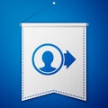 Blue Create account screen icon isolated on blue background. White pennant template. Vector