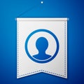 Blue Create account screen icon isolated on blue background. White pennant template. Vector Royalty Free Stock Photo
