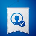 Blue Create account screen icon isolated on blue background. White pennant template. Vector Royalty Free Stock Photo