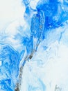 Blue creative abstract hand painted background with silver glitter Royalty Free Stock Photo