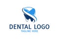 Blue Creative, Unique, Flat Abstract Smile Tooth Blue Dental Logo Design Concept