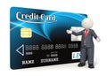 Blue credit card - 3d business man Royalty Free Stock Photo