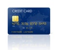 Blue credit card with world map