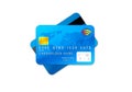 Blue credit cards isolated on white Royalty Free Stock Photo