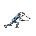 Blue cricket bats man vector illustration. Royalty Free Stock Photo